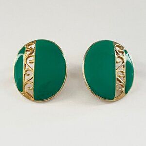 90s Post Earrings Post Green Gold Stud